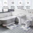 thumbnail image 5 of Blue White Bath Mat 3 Piece Bathroom Rug Set, Abstract Grey Chrysanthemum Flower Floral Non Slip Bath Rug Contour Mat and Toilet Lid Cover, Absorbent Shower Mats Soft Bath Rugs and Mats Sets, 5 of 8