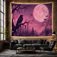 thumbnail image 6 of Black Raven Above a Misty Forest Under Pink Moon, Eerie Gothic for Dark Art Lovers, Woodland Decor, Halloween Gift, Tapestry Wall Hanging for Bedroom and Living Room, 6 of 7