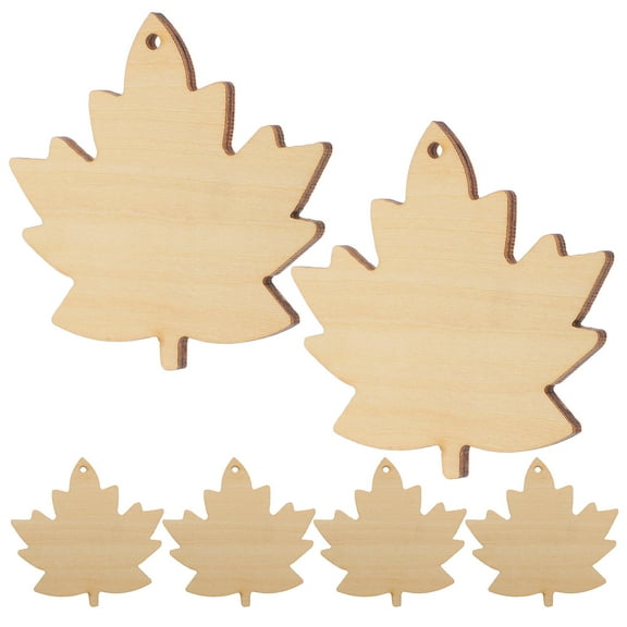 Raindrops Wooden Fall Leaves for DIY Crafts Unfinished Natural Wood Cutouts Safe for Kids Beige Color 6 Pieces