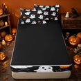 thumbnail image 4 of Erosebridal Kawaii Ghost Zipper Full Size Comforter Sets with Fitted Sheet and 2 Pillowcases, Halloween Witch Hat Zipper Bedding Set for Boys Girls, Black Purple, Black Reversible, 4 of 7