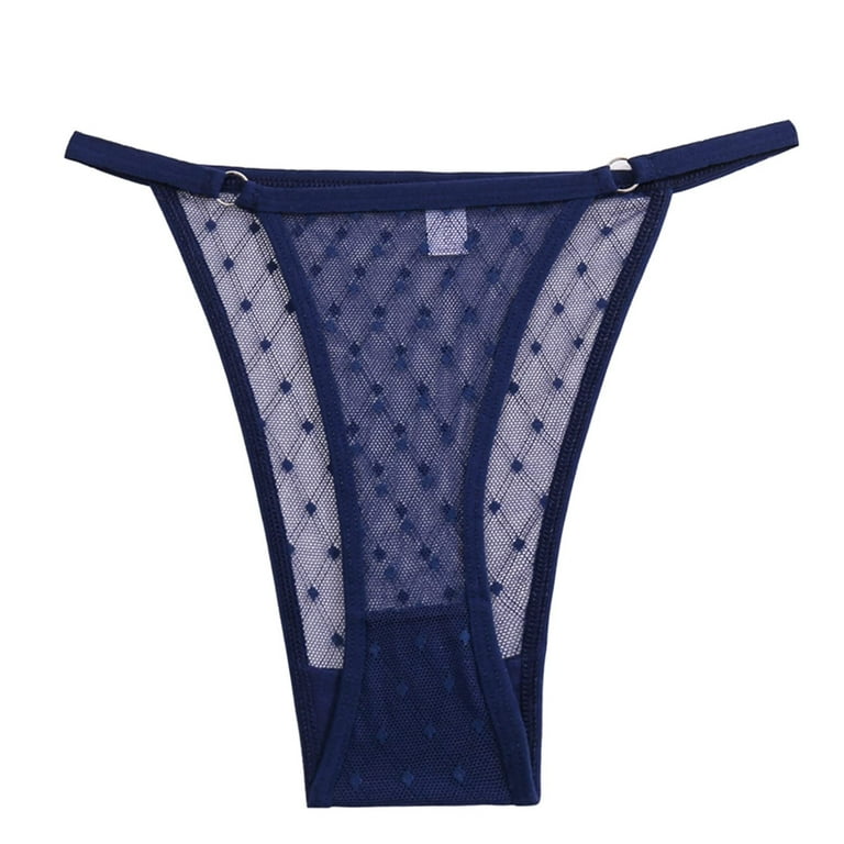 HUPOM Plus Size Underwear Panties For Women High Waist Leisure Tie Seamless  Waistband Blue 2XL 