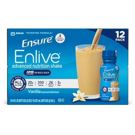 Ensure Enlive Advanced Nutrition Shake with 20 grams of High-Quality protein, Meal Replacement Shakes, Vanilla, 8 fl oz, 12 (The Best Meal Replacement Shakes For Weight Loss)