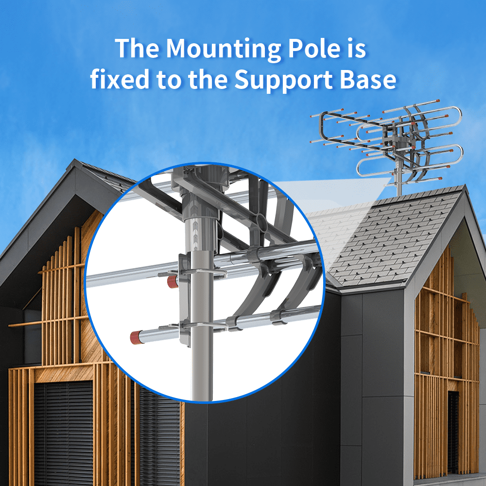 350°Rotation UV Dual Frequency 45-860MHz 22-28dB Open Antenna, Silver Gray