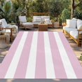 thumbnail image 2 of Pink Stripe Outdoor Rug 3x5 Ft - Reversible Patio Rug Outdoor Camping Rugs, Modern Simple Geometric White Striped Washable Indoor Outdoor Area Rugs, Non-Slip Outdoor Carpet Runner for Deck/Porch, 2 of 8