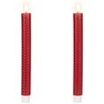 thumbnail image 3 of Northlight LED Flickering Flameless Taper Honeycomb Christmas Candles - 9.5" - Red - Set of 2, 3 of 10