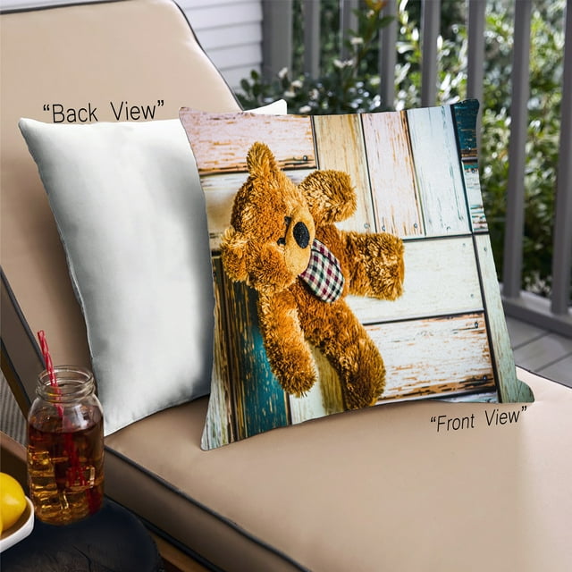 Ahgly Company Games Teddy Bear Coussin d'Extérieur, 18 Pouces par 18 Pouces