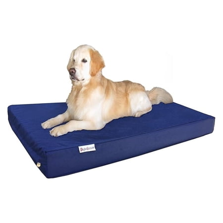 Orthopedic Waterproof Heavy Duty Gel Memory Foam Dog Bed for Large Dogs, Nylon Cover in Blue, Jumbo 55X47X4 Inches