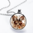 thumbnail image 2 of Butterfly Elegant Glass Circular Pendant Necklace - Women's Jewelry, 2 of 5