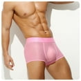 thumbnail image 6 of successthop Mens Underwear Silk Boxer Briefs Cool Mesh Trendy Sport Lightweight Breathable Solid Underpant Pink L, 6 of 7