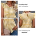 thumbnail image 1 of Grid Printed Sleeveless Shirts, V Neck Casual Style Skin Friendly Ruffle Trim Women Grid Printed Tank Top Soft Polyester  For Date Yellow XL, 1 of 5