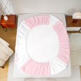 thumbnail image 5 of Homewish Kids Kawaii Cartoon Twin Sheet Sets, Pink White Couples Print Twin Fitted Sheet, Romantic Valentines Day Flat Sheet, Lightweight Room Decor, 3-Piece, 5 of 7