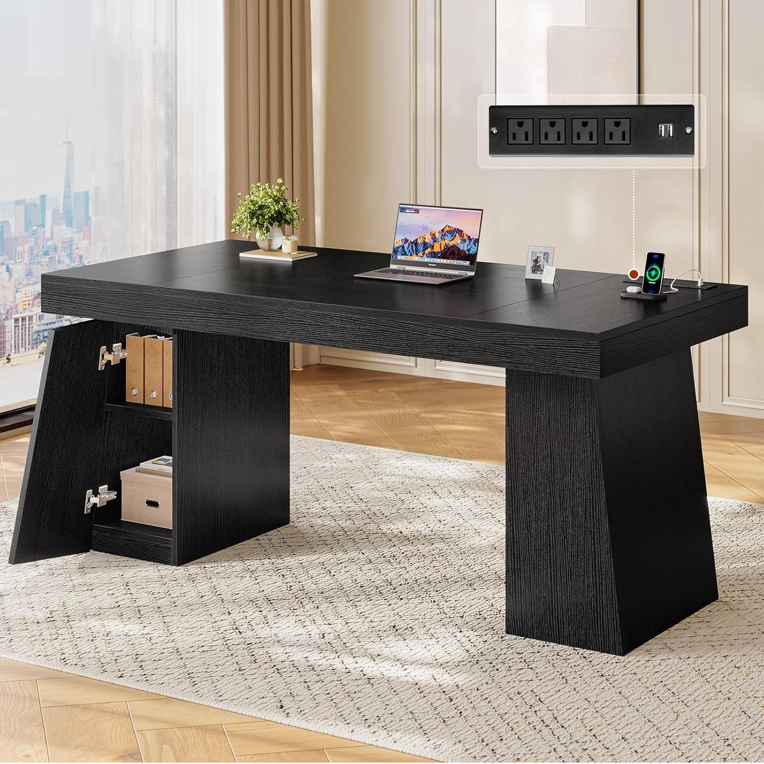 Zimtown Home Office Computer Desk with Drawer and Shelf, White