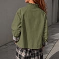 thumbnail image 4 of Womens Ruffle Stand Collar Short Trench Coat Single Breasted Cropped Jackets With Plaid Cuffs, XL, 4 of 6