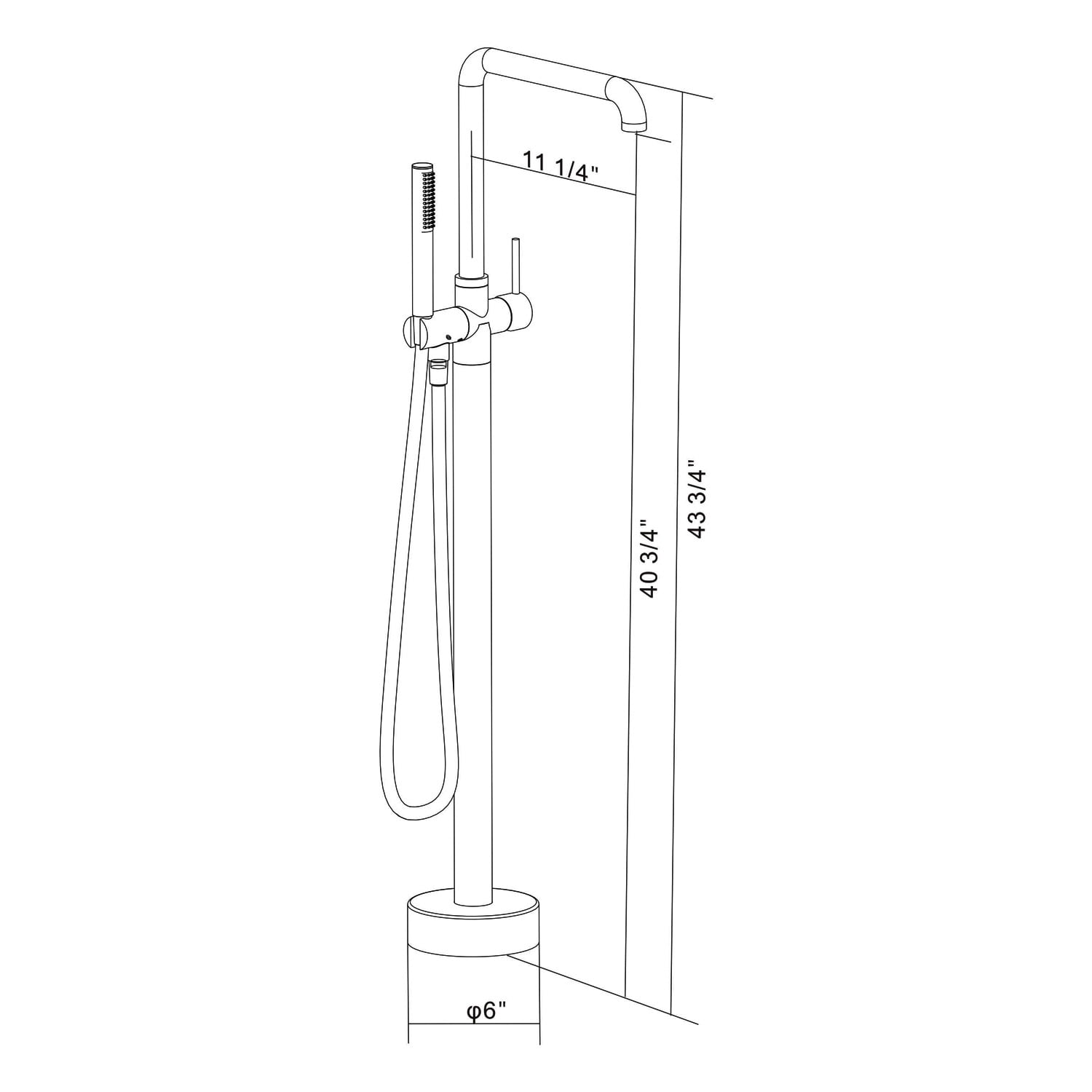 Freestanding Bathtub Faucet, Floor Mount Bathtub Faucet with 2 Water Outlet Modes, Sivwel Gooseneck Spout with Hand Shower,Stainless steel Single Handle Tub Filler Freestanding Bathtub Faucet,