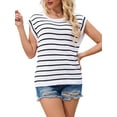 thumbnail image 4 of Sociala Womens Wider Straps Sweater Tops Strip Knit Sweater Tanks, 4 of 6