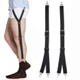 thumbnail image 1 of 1Pair Men s Shirt Stays Leg Suspenders Strap Belt Adjustable Elastic Military Shirt Holders Tuckers Non Slip Clips Sock Garters, 1 of 5