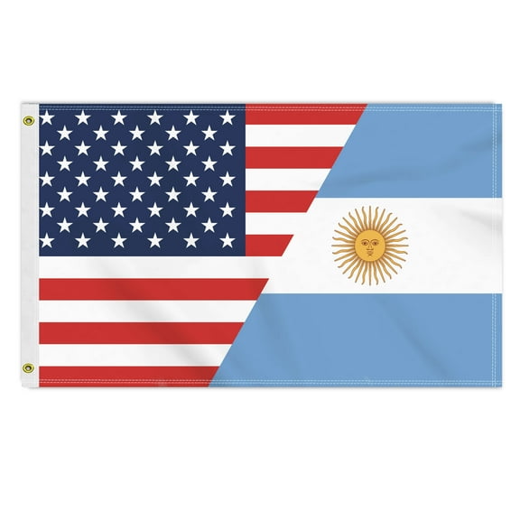 3×5 FT Argentina USA Flag, Large 150D America Argentine Outdoor Banner,Double Side Printing Decor For Patio Garden With Brass Gromment