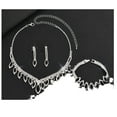thumbnail image 4 of Sdmnsg-T Bride Silver Necklace Earrings Set Crystal Bridal Wedding Jewelry Set Rhinestone Choker Necklace for Women and Brides, 4 of 7