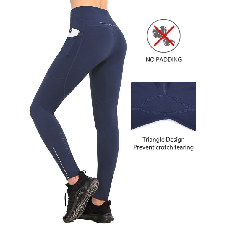 BALEAF Women's Fleece Lined Leggings Water Resistant High Waisted Thermal  Hiking Pants Winter Running Tights Zip Pockets Blue XL 
