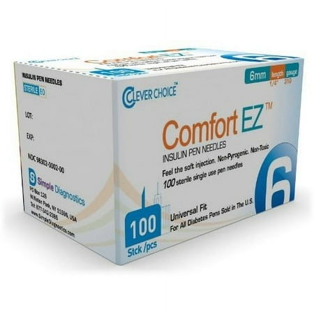 Clever Choice ComfortEZ Insulin Pen Needles 31G 6mm 100/bx