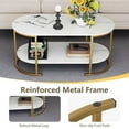 thumbnail image 2 of Resenkos 2-Tier Oval Wood Coffee Table with Large Top and Open Shelf, White Finish, 2 of 8
