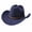Navy Blue, variant on RUINIXCW Western Cowboy Cowgirl Hat for Women Men Wide Brim Pentagram Leather Belt Fedora Hat Wool Felt Vintage Jazz Hats