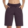thumbnail image 1 of Women's Lounge Athletic Shorts with Pockets Knee Length Workout Biker Walkshorts, 1 of 8