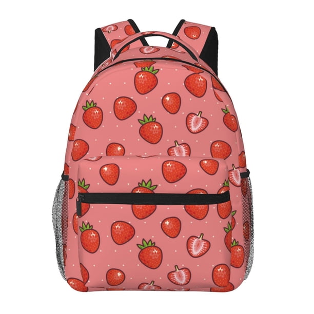 Easygdp Red Strawberry Mochila Ergonómica Versátil para Laptop - Múltiples Bolsillos, Correas Ajustables, Unisex para Escuela, Viajes y Actividades al Aire Libre-One Size