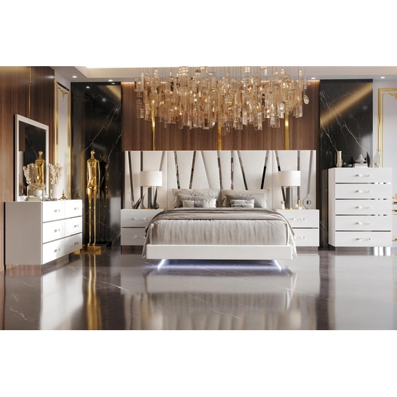 New Classic Furniture Europa 8-Piece Wood King Bedroom Set in White