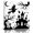 Black White, variant on Wall Art Prints, Halloween Framed Canvas Prints for Bedroom Living Room Bathroom Office, Black White Ghost Castle Moon Witch Cartoon Gallery Wrap Wall Art Poster for Gifts Home Decor 16"x16"