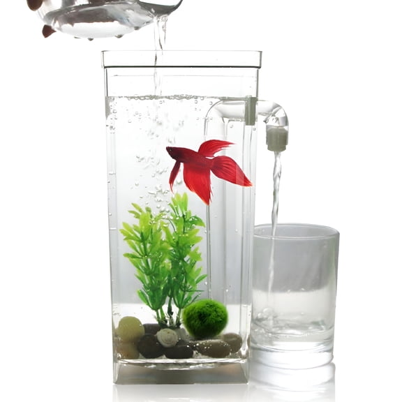 ACDANC Self Cleaning Tank LED Mini Fish Tank Aquarium Cleaning Convenient