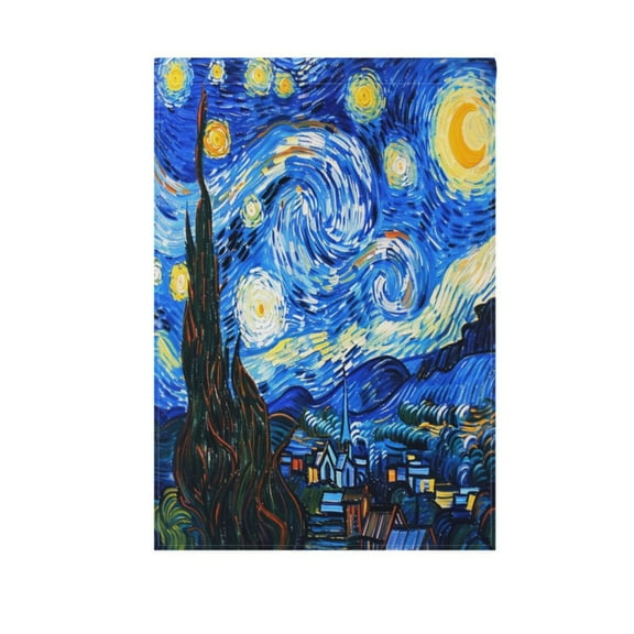 Oil Paint Starry Night Pattern Garden Flag House Banner 12" x 18" Double Sided Outdoor Yard Decoration