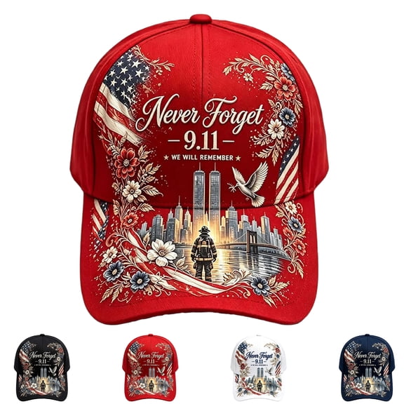 911 25th Anniversary Hat, Never Forget 9/11 25th Anniversary Baseball Cap Patriotic Vintage Hats for Men Women