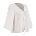 thumbnail image 3 of Blusa George para Mujer, Escote V con Amarres en Centro Delantero Blanco Talla M, 3 of 4