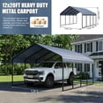 thumbnail image 5 of 12x20 FT Heavy Duty Metal Carport - Galvanized Steel Frame & Roof, All-Weather & Snow Load Protection for Cars, SUVs, Trucks, RVs, Boats, UV Resistant, Rust-Resistant, Snow-Resistant Portable Shelter, 5 of 7
