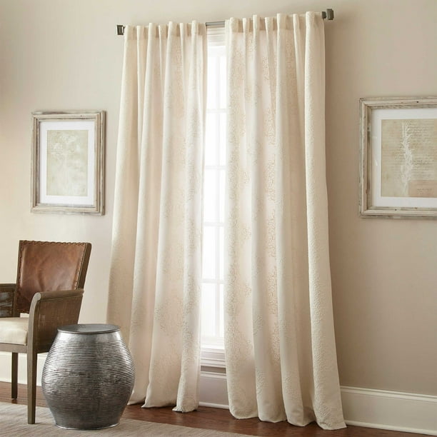 Talia 95Inch Rod Pocket/Back Tab Window Curtain Panel in Beige