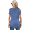 thumbnail image 4 of SHIBEVER Summer V Neck T-Shirt for Women Casual Cold Shoulder Basic Tunic Tee Tops Bluse Dressy Blouse for Lady Size XXL, 4 of 5