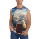 thumbnail image 1 of Fotbe Sunset Airplane Travel View Men's Camiseta sin Mangas Estampada para Hombres, Playera Casual para Gimnasio, Entrenamiento, Playa-Small, 1 of 7