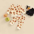 thumbnail image 2 of TOWED22 Toddler Baby Boy Fall Clothes Embroidery Shirt Top Elastic Waist Plaid Pants Set Trendy 2 Piece Outfit,Orange,18-24 M, 2 of 7