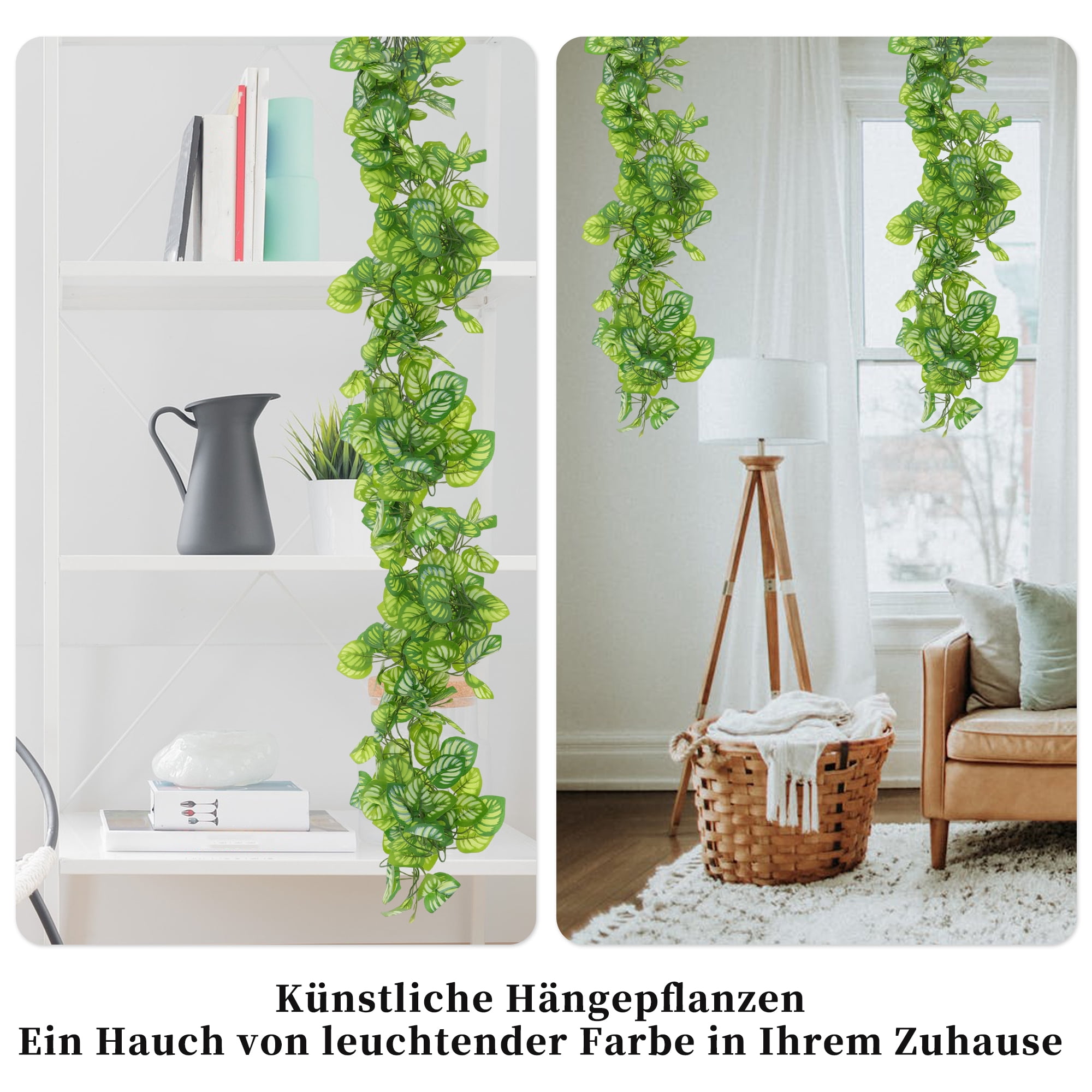 Unique Bargains 2pcs Fake Vines 39.37" Faux Greenery Leaves for Home Decor