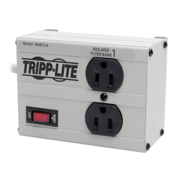 Tripp Lite ISOBAR2-6 Isobar 2 Outlet Heavy Duty Power Strip Surge Protector, 1410 Joules, 6ft Cord, Flat Plug, Metal Power Strip, Industrial Garage W