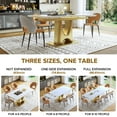 thumbnail image 2 of 63 in-86 in Extendable Dining Table Set for 4-8, Faux Marble Kitchen Table with Golden Base, Modern Rectangular Dinner Room Table with PU Leather Upholstered Chairs(Table + 6 Orange Chairs), 2 of 9