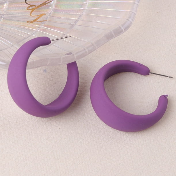 Nvzi Pendientes de aro grandes con forma de C de acrílico, geométricos, cuadrados, retro, sencillos, de color caramelo, con forma de C, de resina de colores preciosos, D02