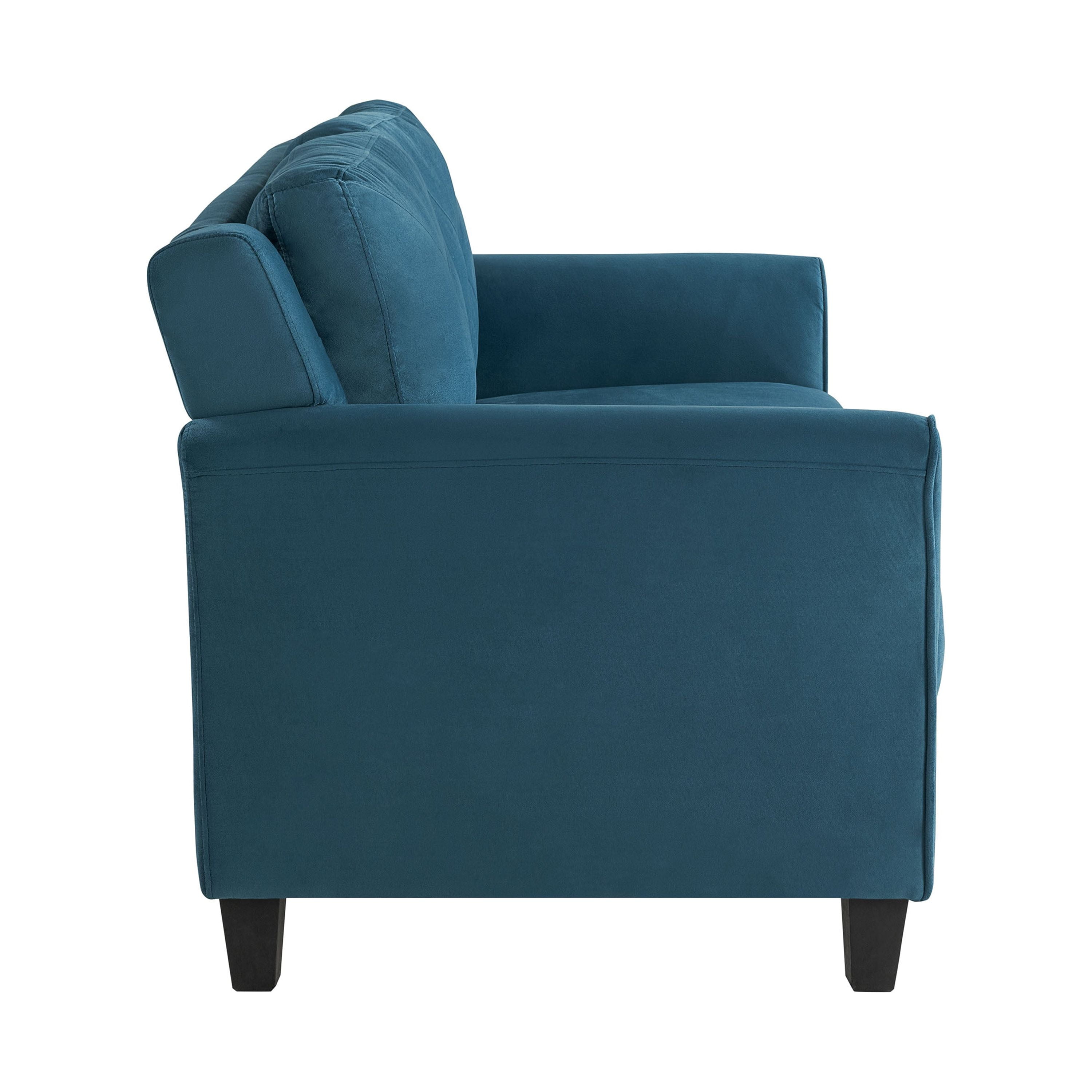 Lifestyle Solutions Taryn Loveseat with Curved Arms, Blue Fabric