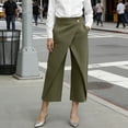 thumbnail image 6 of VBVC Women's Wrap Front Capri Pants,High Waist Wide Leg Cropped Trousers For Women,Ladies Elegant Office Workwear Culottes with Pockets,Army Green,S-2XL, 6 of 9