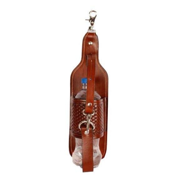 Showman Basketweave Tooled Leather Bottle Holder