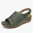 thumbnail image 2 of Anuirheih Women's Wedge Sandals Ankle Strap Open Toe Summer Sandals Beach Retro Comfortable Outdoor Flats Shoes(Green), 2 of 3