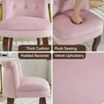 thumbnail image 4 of Velvet Vanity Chair with Back, Tufted Upholstered Vanity Stool with Solid Wood Legs, Mid Century Small Makeup Chair for Vanity, Accent Chair for Bedroom, Living Room, Pink, 4 of 6