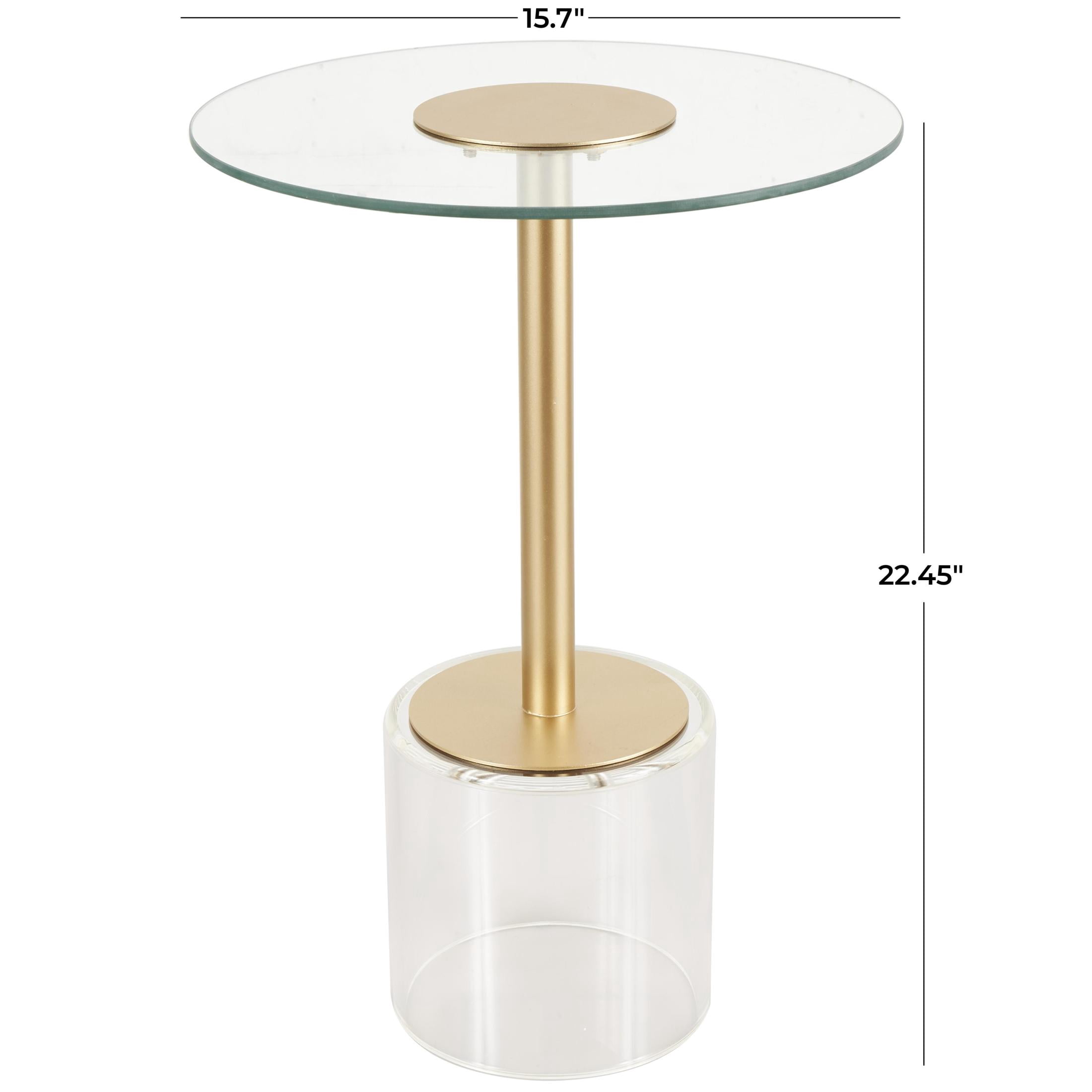 DecMode 16" x 22" Clear Acrylic Plastic Accent Table with Elevated Base and Gold Stand, 1-Piece