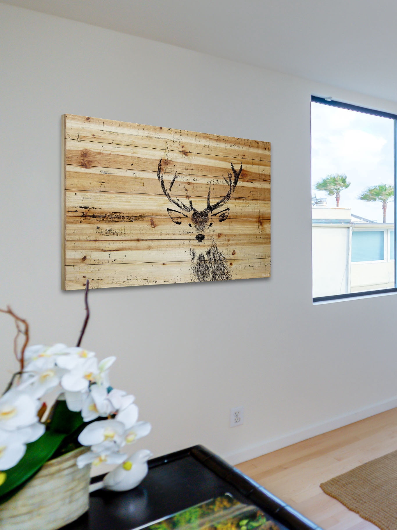 "Inquisitive Deer" Painting Print on Natural Pine Wood
